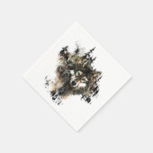 水彩狼マウンテン動物の自然アート スタンダードカクテルナプキン (角)