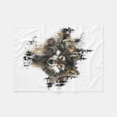 水彩狼マウンテン動物アート フリースブランケット (正面(横))