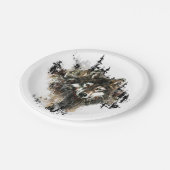 水彩狼マウンテン動物アート ペーパープレート (アングル)