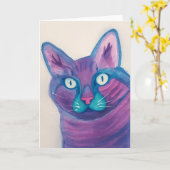 水彩猫あいさつ空白のき カード (黄色い花)