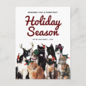 水彩猫たちがパーフェクトなクリスマスフォトホリデー シーズンポストカード (正面)