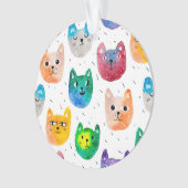 水彩猫と友人 オーナメント (正面)