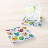 水彩猫と友人 ガラスコースター (アングル)