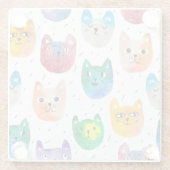 水彩猫と友人 ガラスコースター (裏面)