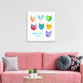 水彩猫と友人 キャンバスプリント (インサイチュ (リビング))