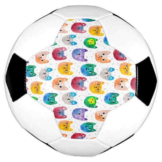 水彩猫と友人 サッカーボール (回転)