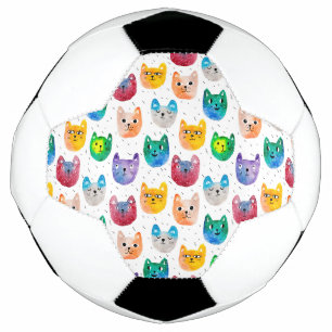 水彩猫と友人 サッカーボール