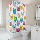 水彩猫と友人 シャワーカーテン (インサイチュ)