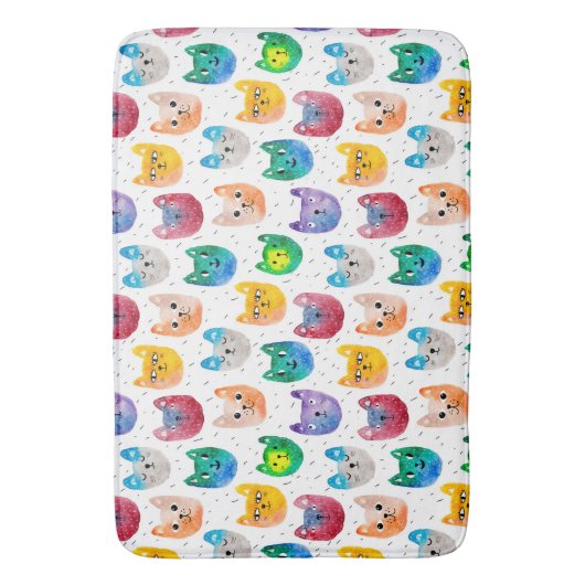 水彩猫と友人 バスマット (正面縦)