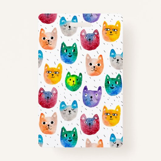 水彩猫と友人 バッジ (正面)