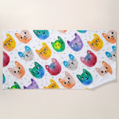 水彩猫と友人 ビーチタオル (正面)