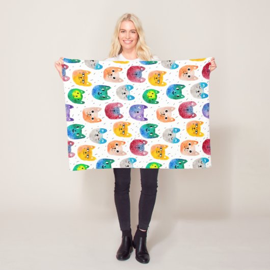 水彩猫と友人 フリースブランケット (インサイチュ)