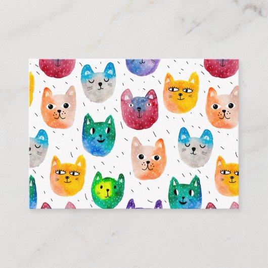 水彩猫と友人 プレイスカード (正面)