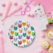 水彩猫と友人 ペーパープレート (パーティー)