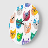 水彩猫と友人 ラージ壁時計 (傾斜)