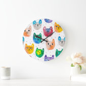 水彩猫と友人 ラージ壁時計 (ホーム)