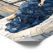 水彩猫と女性バイウィンドウ ポスター (角)