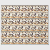 水彩猫と爪先付きマウス ラッピングペーパー (フラット)