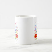 水彩猫と花パーソナライズされた コーヒーマグカップ (中央)