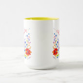 水彩猫と花パーソナライズされた マグカップ (中央)