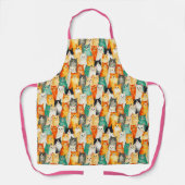 水彩猫のコラージュ エプロン (正面)