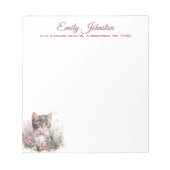 水彩猫の花カスタム文具 ノートパッド (正面)