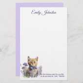 水彩猫の花カスタム文具 便箋 (正面/裏面)