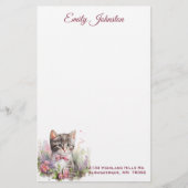 水彩猫の花カスタム文具 便箋 (正面)