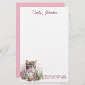 水彩猫の花カスタム文具 便箋 (正面/裏面)