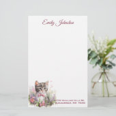 水彩猫の花カスタム文具 便箋 (スタンド正面)