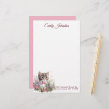 水彩猫の花カスタム文具