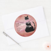 水彩猫アドレスInstagram Twitter Info Clas ラウンドシール (封筒)