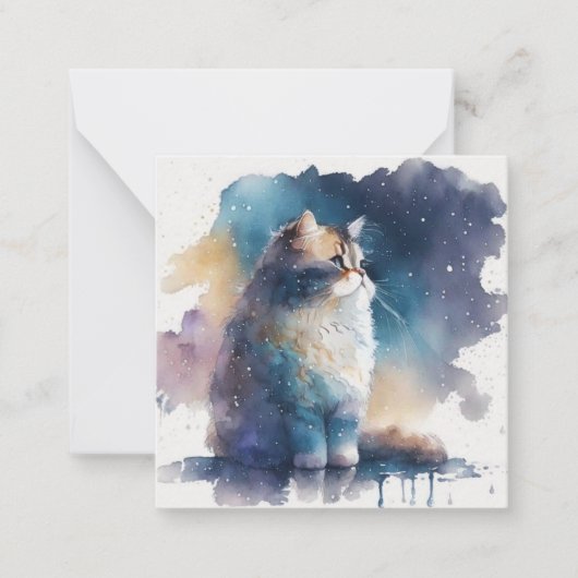 水彩猫カード ノートカード (正面)