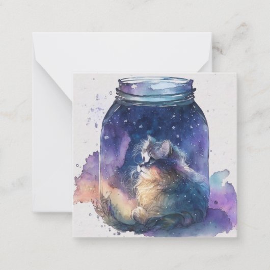 水彩猫カード ノートカード (正面)