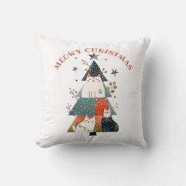 水彩猫クリスマスツリーかわいいミオウィクリスマス クッション