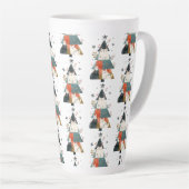 水彩猫クリスマスツリーパターお洒落ン カフェラテマグ (右アングル)