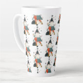 水彩猫クリスマスツリーパターお洒落ン カフェラテマグ (左アングル)