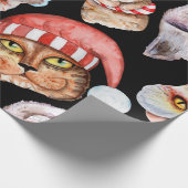 水彩猫クリスマスパターン ラッピングペーパー (角)