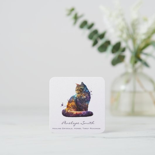 水彩猫スクエアビジネスカード スクエア名刺 (スタンド正面)