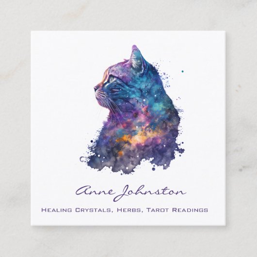 水彩猫スクエアビジネスカード スクエア名刺 (正面)