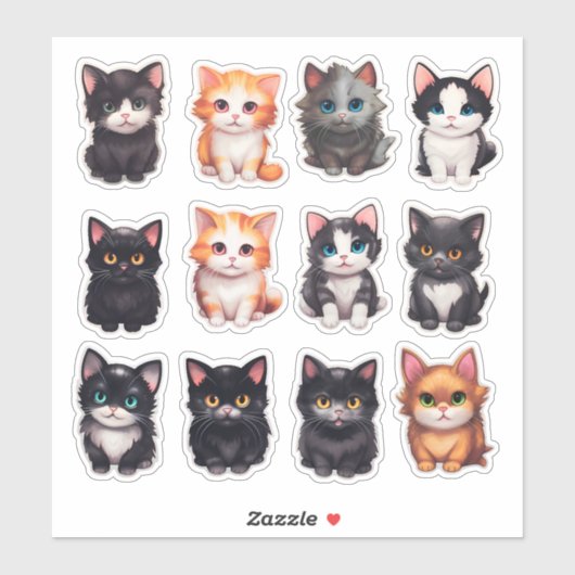 水彩猫スクラップブック文具 シール (シート)