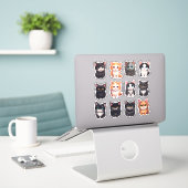 水彩猫スクラップブック文具 シール (デスク上のノートパソコン)