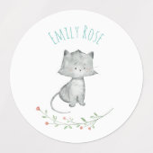 水彩猫スクール幼稚園デイサービスラベル ラベル (デザイン2)
