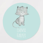 水彩猫スクール幼稚園デイサービスラベル ラベル (デザイン1)