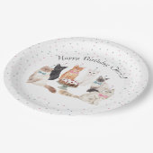 水彩猫ハッピーバースデー紙プレート ペーパープレート (アングル)