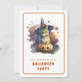 水彩猫ハロウィーン招待状カード 招待状 (正面)