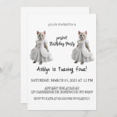 水彩猫パーフェクト誕生日パーティーの招待状 招待状 (正面/裏面)