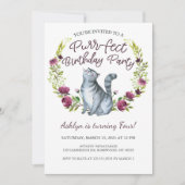 水彩猫パーフェクト誕生日パーティー 招待状 (正面)