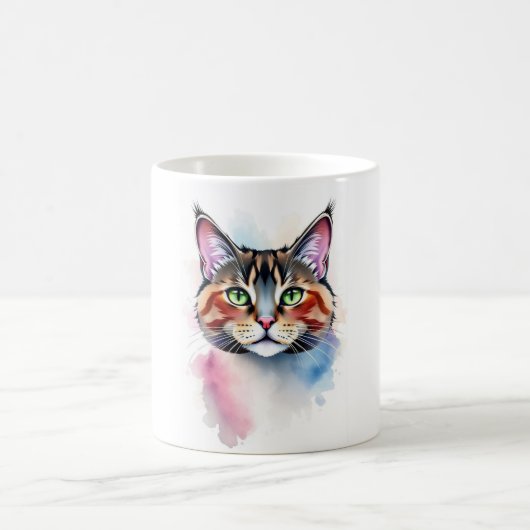 水彩猫マグカップ – 芸術的猫好きコーヒー コーヒーマグカップ (中央)