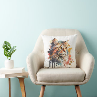 水彩猫絵画ズ クッション